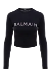 Balmain Свитшот из полиамида и эластана женский черный - логотип бренда. 82% полиамид, 18% эластан. Страна производитель: Франция. Уход: специализированная чистка - фото 1