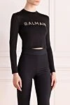 Balmain Свитшот из полиамида и эластана женский черный - логотип бренда. 82% полиамид, 18% эластан. Страна производитель: Франция. Уход: специализированная чистка - фото 3