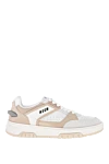 MSGM Sneakers made of genuine leather for women, beige - brand logo. 100% genuine leather. Closure: laces. Country of manufacture: Italy. Care: specialized cleaning - photo 1