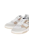 MSGM Sneakers made of genuine leather for women, beige - brand logo. 100% genuine leather. Closure: laces. Country of manufacture: Italy. Care: specialized cleaning - photo 5