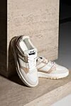 MSGM Sneakers made of genuine leather for women, beige - brand logo. 100% genuine leather. Closure: laces. Country of manufacture: Italy. Care: specialized cleaning - photo 7