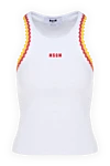 MSGM Women's top made of cotton and elastane, white - brand logo, border on shoulders. 96% cotton, 4% elastane. Country of manufacture: Italy. Care: specialized cleaning - photo 1