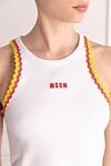 MSGM Women's top made of cotton and elastane, white - brand logo, border on shoulders. 96% cotton, 4% elastane. Country of manufacture: Italy. Care: specialized cleaning - photo 5