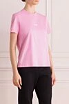 MSGM Cotton T-shirt for women pink - brand logo. 100% cotton. Country of manufacture: Italy. Care: specialized cleaning - photo 3