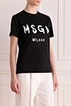 MSGM Футболка из хлопка женская черная - логотип бренда. Cостав: 100% хлопок. Страна производитель: Италия. Уход: специализированная чистка - фото 3