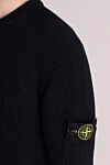 Stone Island Men's blue long sleeve wool jumper - brand logo. 100% wool. Country of manufacture: Italy. Care: specialized cleaning - photo 5