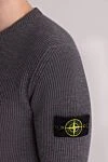 Stone Island Ерлерге арналған ұзын жеңді жүннен жасалған секіргіш, сұр түсті - Декорация: бренд логотипі. Құрамы: 100% жүн. Шығарылған елі: Италия. Күтім: мамандандырылған тазалау - фото 5