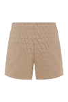 Valentino Women's beige cotton and polyester shorts - brand logo pattern. 61% cotton, 39% polyester. two front pockets. Country of manufacture: Italy. Care: specialized cleaning - photo 1