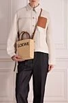 Сумка повседневная из соломки женская желтая Loewe - логотип бренда. 100% соломка. . Страна производитель: Испания. Уход: специализированная чистка - фото 2