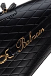 Сумка из натуральной кожи женская черная Balmain - логотип Balmain, золотая фурнитура. 100% натуральная кожа. молния.. Страна производитель: Франция. Уход: специализированная чистка - фото 6