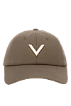 Valentino Women's beige cotton and elastane cap - brand logo. 98% cotton, 2% elastane. Country of manufacture: Italy. Care: specialized cleaning - photo 1