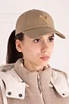 Women's beige cotton and elastane cap Valentino - brand logo. 98% cotton, 2% elastane. Country of manufacture: Italy. Care: specialized cleaning - photo 2