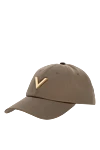 Valentino Women's beige cotton and elastane cap - brand logo. 98% cotton, 2% elastane. Country of manufacture: Italy. Care: specialized cleaning - photo 3