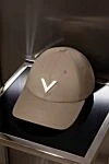 Valentino Women's beige cotton and elastane cap - brand logo. 98% cotton, 2% elastane. Country of manufacture: Italy. Care: specialized cleaning - photo 5