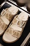 Шлепанцы из полиамида и хлопка женские бежевые Valentino - узор логотип бренда. 60% полиамид, 40% хлопок. Страна производитель: Италия. Уход: специализированная чистка - фото 6