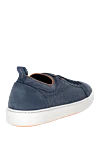 Men's blue cotton sneakers Santoni - contrast sole. 100% cotton. Closure: laces. Country of manufacture: Italy. Care: specialized cleaning - photo 4