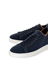 Santoni Polyester sneakers for men blue - contrast sole. 100% polyester. Closure: laces. Country of manufacture: Italy. Care: specialized cleaning - photo 5