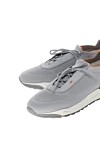 Santoni Gray polyester sneakers for men - contrast sole, orange piping. 100% polyester. Closure: laces. Country of manufacture: Italy. Care: specialized cleaning - photo 5