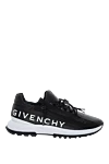 Givenchy Men's black genuine leather sneakers - brand logo. 100% genuine leather. Closure: laces, zipper. Country of manufacture: Italy. Care: specialized cleaning - photo 1