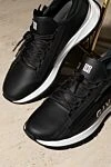 Givenchy Men's black genuine leather sneakers - brand logo. 100% genuine leather. Closure: laces, zipper. Country of manufacture: Italy. Care: specialized cleaning - photo 7