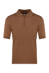 Cesare di Napoli Men's brown silk polo - textured pattern. 100% silk. Closure: zipper. Country of manufacture: Italy. Care: specialized cleaning - photo 1