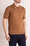 Cesare di Napoli Men's brown silk polo - textured pattern. 100% silk. Closure: zipper. Country of manufacture: Italy. Care: specialized cleaning - photo 3