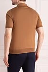 Men's brown silk polo Cesare di Napoli - textured pattern. 100% silk. Closure: zipper. Country of manufacture: Italy. Care: specialized cleaning - photo 4