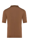 Men's brown silk polo Cesare di Napoli - textured pattern. 100% silk. Closure: zipper. Country of manufacture: Italy. Care: specialized cleaning - photo 6