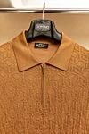 Men's brown silk polo Cesare di Napoli - textured pattern. 100% silk. Closure: zipper. Country of manufacture: Italy. Care: specialized cleaning - photo 8