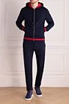 Men's blue walking suit made of cotton Kiton - red border. 100% cotton. Closure: zipper. two side pockets. Country of manufacture: Italy. Care: specialized cleaning - photo 2