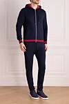 Kiton Men's blue walking suit made of cotton - red border. 100% cotton. Closure: zipper. two side pockets. Country of manufacture: Italy. Care: specialized cleaning - photo 3