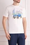 MC2 Saint Barth White cotton T-shirt for men - drawing of a car against a city background. 100% cotton. Country of manufacture: Italy. Care: specialized cleaning - photo 3