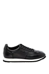 Doucal`s Men's black genuine leather sneakers - contrast sole. 100% genuine leather. Closure: lace. rubber. Country of manufacture: Italy. Care: specialized cleaning - photo 1