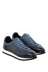 Doucal`s Men's blue genuine leather sneakers - contrast sole. 100% genuine leather. Closure: lace. rubber. Country of manufacture: Italy. Care: specialized cleaning - photo 3