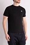 Stone Island Men's black cotton T-shirt - brand logo . 100% cotton. Country of manufacture: Italy. Care: specialized cleaning - photo 3