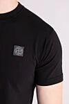 Stone Island Men's black cotton T-shirt - brand logo . 100% cotton. Country of manufacture: Italy. Care: specialized cleaning - photo 5