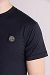 Stone Island Футболка из хлопка синяя мужская - логотип бренда. 100% хлопок. Страна производитель: Италия . Уход: специализированная чистка - фото 5