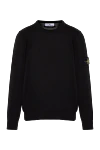 Stone Island Long sleeve cotton jumper for men, black - brand logo. 100% cotton. Country of manufacture: Italy. Care: specialized cleaning - photo 1