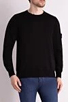 Stone Island Long sleeve cotton jumper for men, black - brand logo. 100% cotton. Country of manufacture: Italy. Care: specialized cleaning - photo 3