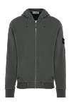 Stone Island Кофта спортивная из хлопка зеленая мужская - логотип бренда. капюшон. 100% хлопок. молния, кулиска. Страна производитель: Италия . Уход: специализированная чистка - фото 1
