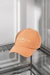 Balmain Women's orange cotton cap - brand logo. 100% cotton. Country of manufacture: Italy. Care: specialized cleaning - photo 5