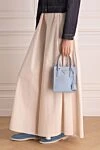 Сумка из натуральной кожи голубая женская голубая Prada - логотип бренда, подвеска с брелоком. 100% натуральная кожа. молния. . Страна производитель: Италия . Уход: специализированная чистка - фото 2