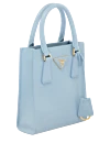 Prada Сумка из натуральной кожи голубая женская голубая - логотип бренда, подвеска с брелоком. 100% натуральная кожа. молния. . Страна производитель: Италия . Уход: специализированная чистка - фото 3
