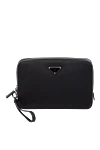 Prada Black genuine leather clutch bag for men - brand logo. 100% genuine leather. Closure: zipper. Country of origin: Italy . Care: specialized cleaning - photo 1