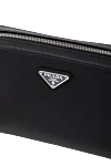 Prada Black genuine leather clutch bag for men - brand logo. 100% genuine leather. Closure: zipper. Country of origin: Italy . Care: specialized cleaning - photo 5