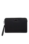 Prada Men's black genuine leather clutch - brand logo. Closure: zipper. Country of manufacture: Italy. Care: specialized cleaning - photo 1