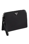 Prada Men's black genuine leather clutch - brand logo. Closure: zipper. Country of manufacture: Italy. Care: specialized cleaning - photo 3