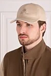 Beige men's polyester cap Loro Piana - brand logo. 100% polyester. Country of manufacture: Italy. Care: specialized cleaning - photo 2