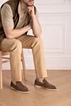 Brown suede loafers for men Loro Piana - contrast sole. 100% suede. Country of origin: Italy . Care: specialized cleaning - photo 2