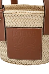 Loewe Сумка из соломки и натуральной кожи женская бежевая - логотип бренда. 90% соломка, 10% натуральная кожа. Страна производитель: Испания. Уход: специализированная чистка - фото 5